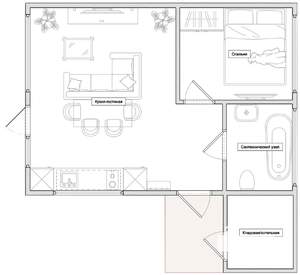 Дом 48м², 1-этажный, участок 2 сот.