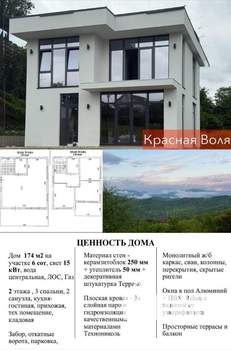 Дом 174м², 2-этажный, участок 6 сот.  