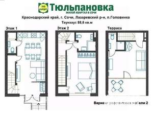 Таунхаус 89м², 3-этажный, участок 0 сот.  