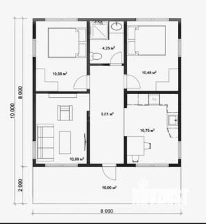Дом 75м², 2-этажный, участок 4 сот.  