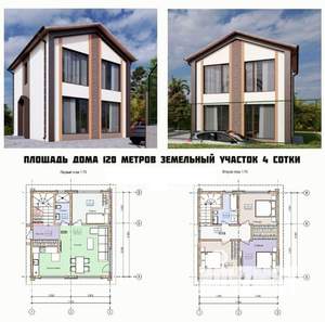 Коттедж 120м², 2-этажный, участок 4 сот.  