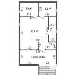 Дом 54м², 1-этажный, участок 4 сот.  