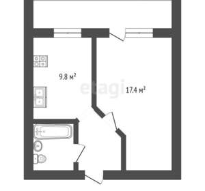 1-к квартира, на длительный срок, 34м2, 2/5 этаж