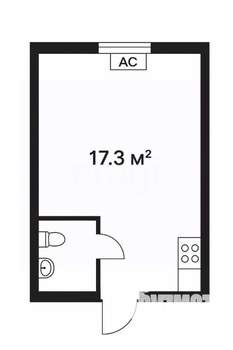 Студия квартира, на длительный срок, 17м2, 3/4 этаж