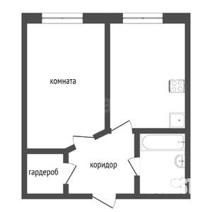 1-к квартира, на длительный срок, 32м2, 1/4 этаж