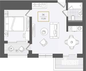 2-к квартира, вторичка, 54м2, 9/10 этаж