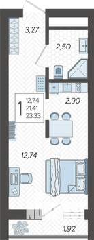 Студия квартира, строящийся дом, 24м2, 13/19 этаж