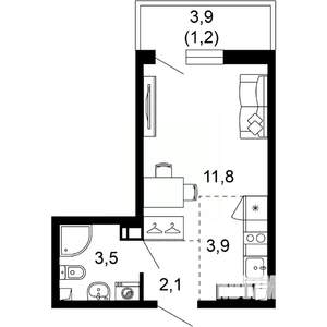 1-к квартира, вторичка, 23м2, 5/17 этаж