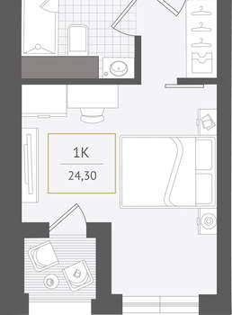 1-к квартира, вторичка, 24м2, 6/10 этаж