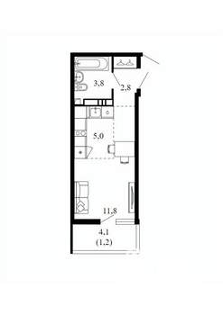 Студия квартира, вторичка, 25м2, 8/17 этаж