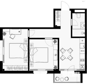 2-к квартира, строящийся дом, 54м2, 2/7 этаж