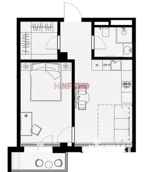 1-к квартира, вторичка, 45м2, 4/7 этаж