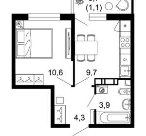 1-к квартира, вторичка, 30м2, 9/12 этаж