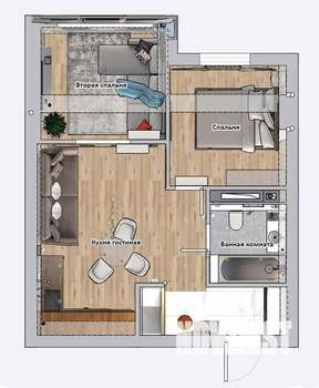 2-к квартира, вторичка, 53м2, 5/11 этаж