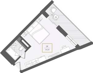 1-к квартира, вторичка, 34м2, 10/10 этаж