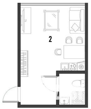 Студия квартира, вторичка, 18м2, 1/5 этаж