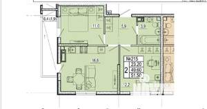 2-к квартира, вторичка, 52м2, 6/16 этаж