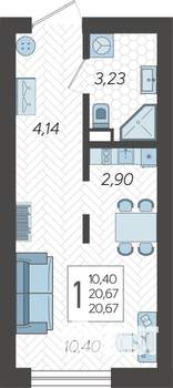 Студия квартира, вторичка, 21м2, 2/19 этаж
