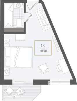 1-к квартира, вторичка, 31м2, 6/10 этаж