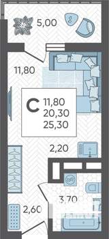 Студия квартира, вторичка, 25м2, 12/16 этаж