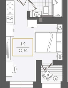 1-к квартира, вторичка, 23м2, 7/10 этаж