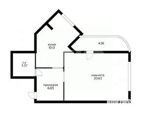 1-к квартира, вторичка, 46м2, 5/9 этаж