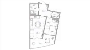1-к квартира, вторичка, 74м2, 2/20 этаж