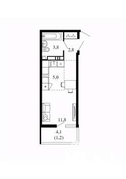 Студия квартира, вторичка, 25м2, 15/17 этаж