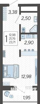 Студия квартира, вторичка, 24м2, 8/19 этаж