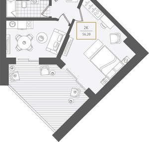 2-к квартира, вторичка, 58м2, 10/10 этаж