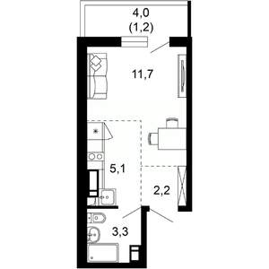 1-к квартира, вторичка, 24м2, 2/17 этаж