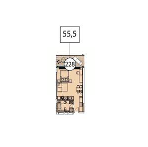 1-к квартира, вторичка, 56м2, 4/9 этаж