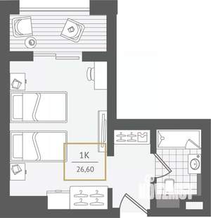 1-к квартира, вторичка, 28м2, 7/10 этаж