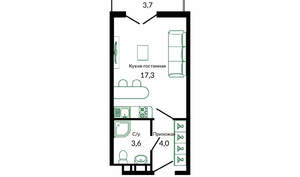 Студия квартира, вторичка, 25м2, 8/12 этаж