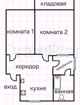 2-к квартира, вторичка, 49м2, 1/1 этаж