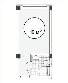 Студия квартира, вторичка, 19м2, 4/4 этаж