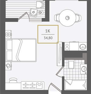 1-к квартира, вторичка, 35м2, 9/10 этаж