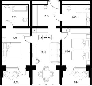 3-к квартира, вторичка, 70м2, 14/16 этаж