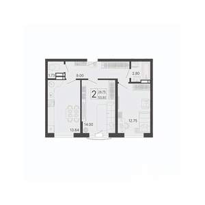 2-к квартира, вторичка, 54м2, 17/20 этаж