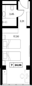 1-к квартира, вторичка, 24м2, 7/16 этаж