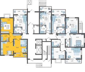 2-к квартира, вторичка, 62м2, 1/10 этаж