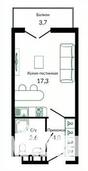 Студия квартира, вторичка, 26м2, 12/12 этаж