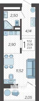 Студия квартира, строящийся дом, 24м2, 18/19 этаж