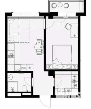 1-к квартира, вторичка, 45м2, 4/7 этаж