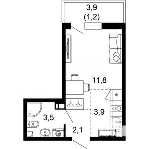 1-к квартира, вторичка, 23м2, 7/17 этаж