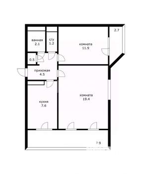 2-к квартира, вторичка, 47м2, 4/12 этаж