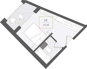 1-к квартира, вторичка, 23м2, 3/10 этаж