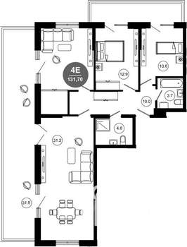 4-к квартира, вторичка, 132м2, 7/10 этаж