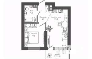 1-к квартира, вторичка, 34м2, 6/12 этаж