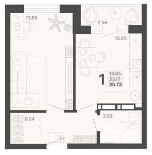1-к квартира, вторичка, 34м2, 2/20 этаж